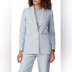 Rebecca Taylor Echo Blue Slub Denim Blazer Jacket NWT Size 0 $595